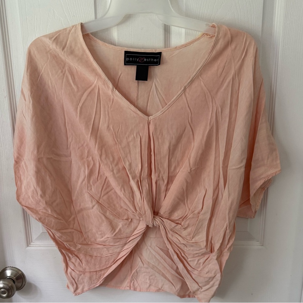 Polly & Esther Light Pink Twist Front Blouse